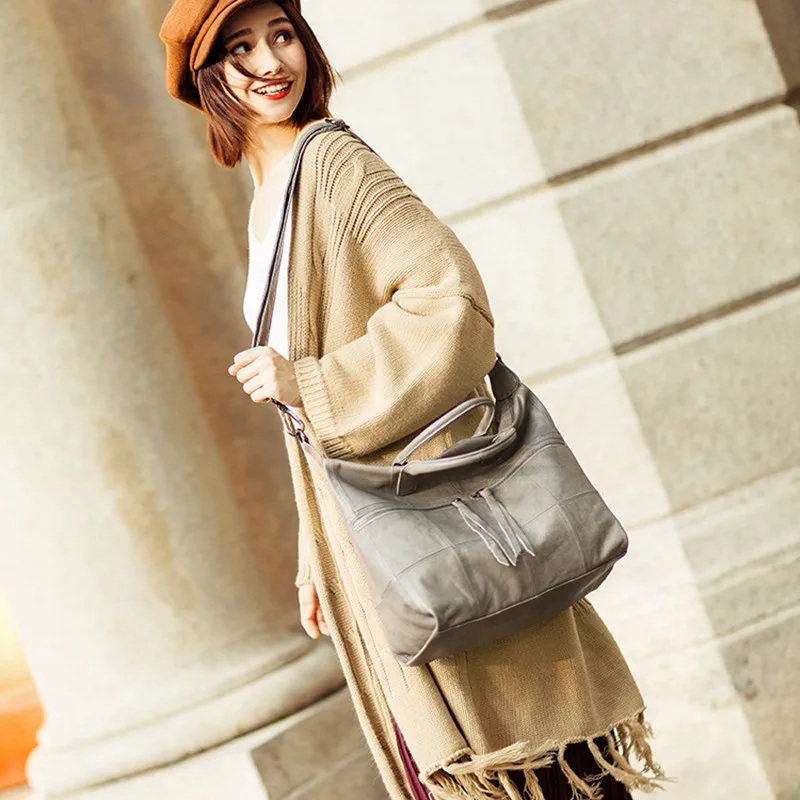 

Everyday Use 100% Cowhide Female Tassels Handbag/Women's GENUINE LEATHER Shoulder bag/Top Layer Leather Messenger Crossbody bags