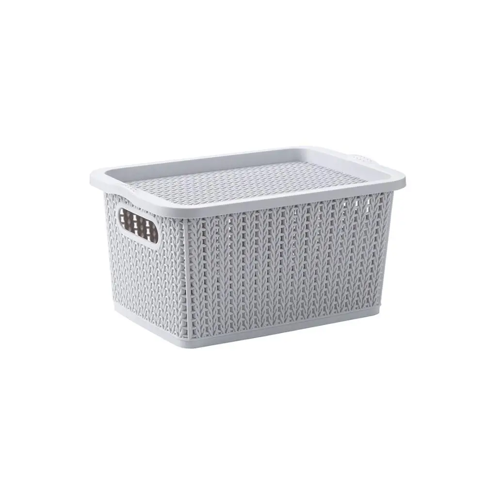 Gray S OTHERHOUSE большой ящик для хранения с крышкой имитация коробки из ротанга полые корзины для хранения одежды игрушка закуски гардероб Органайзер - Цвет: Gray S