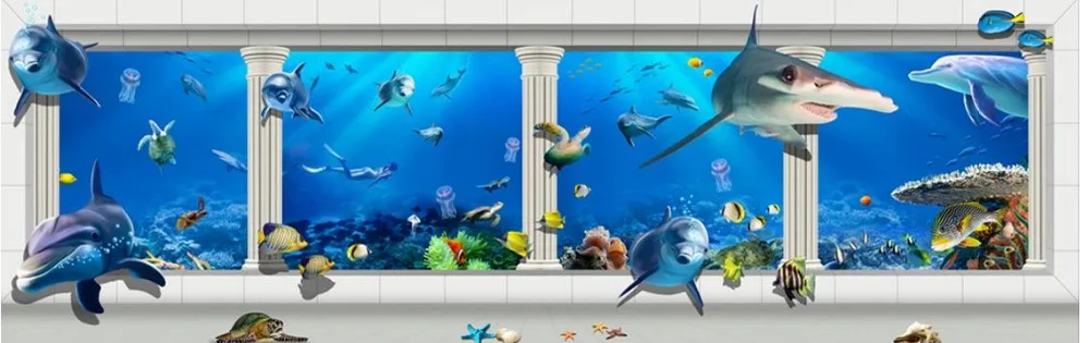 3d обои для комнаты океан мир римские колонны 3D стерео тема космос фон стены