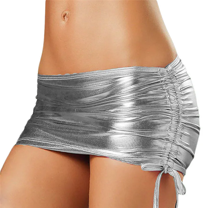 Мини-юбка женская из искусственной кожи со шнуровкой Клубная одежда | Женская