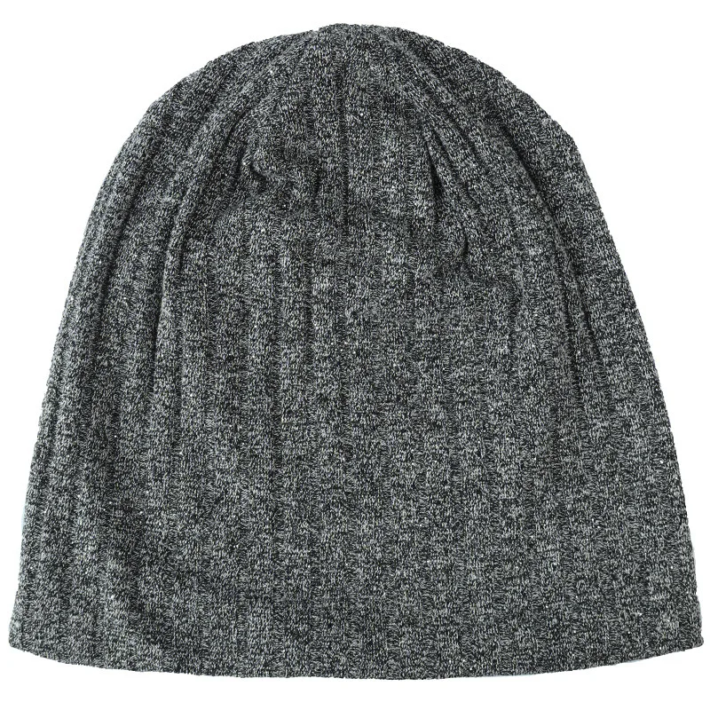 Мужская шапка Skullies шапка зимняя вязаная шерстяная шапка плюс бархатная шапочка Толстая полосатая Лыжная спортивная шапка шапки для мужчин - Цвет: black