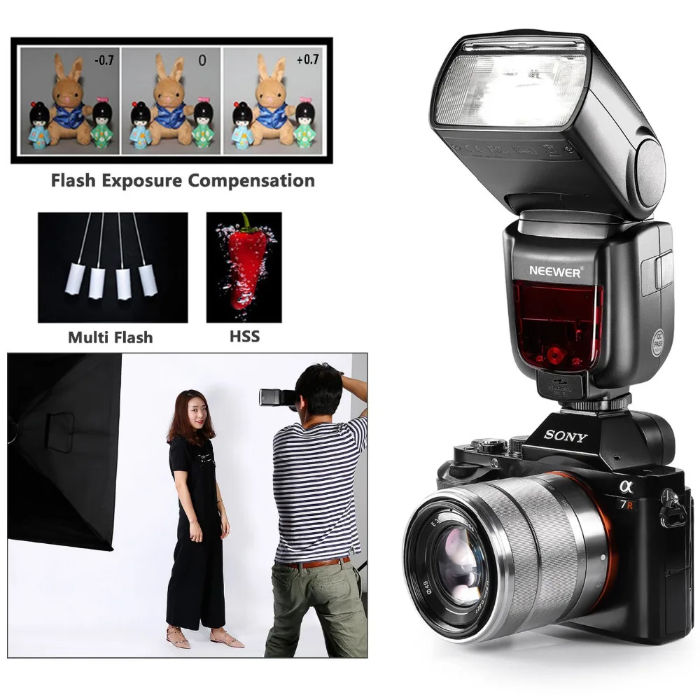 Ручная вспышка Neewer GN60 2 4G HSS Master Slave для Sony A7 A7S A7SII A7RII A7II A6000 A6300 A6500 A77II A58 A99|flash