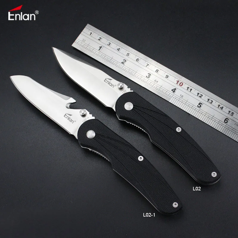 

ENLAN L02 Folding Knife 8Cr13MoV Blade G10 Handle With Rope Cutter Camping survival Super Military Portable EDC Pcoket Knife