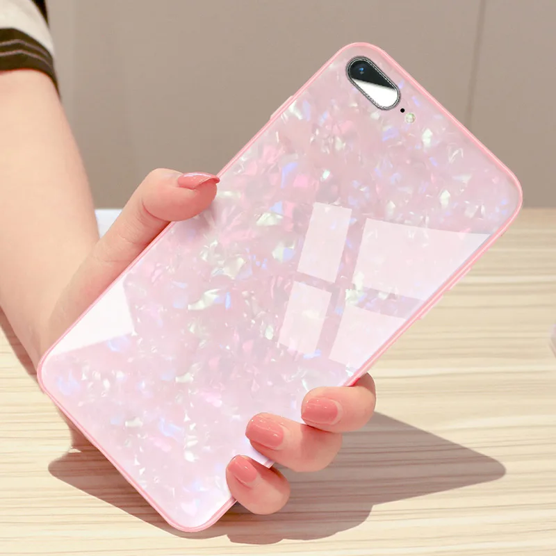 Роскошный чехол из закаленного стекла для iPhone 7 Plus жесткая задняя крышка мягкая