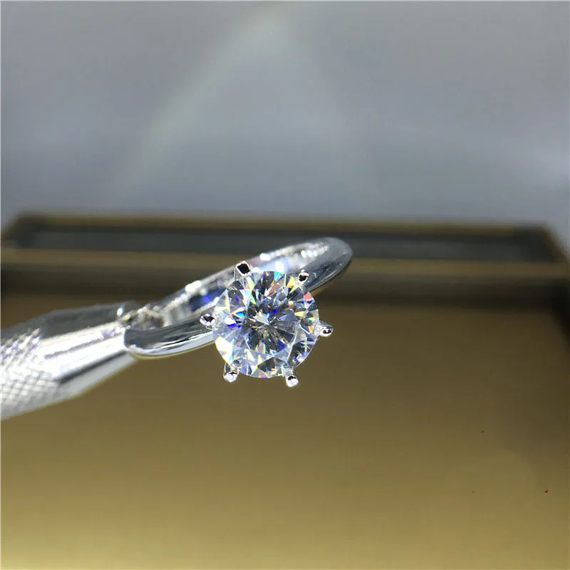 Обручальное кольцо с бриллиантом 100% Муассанит оригинальное 18K 750 белое золото