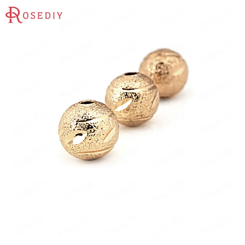 10 шт. 8 мм высококачественные латунные бусины с покрытием цвета шампанского -