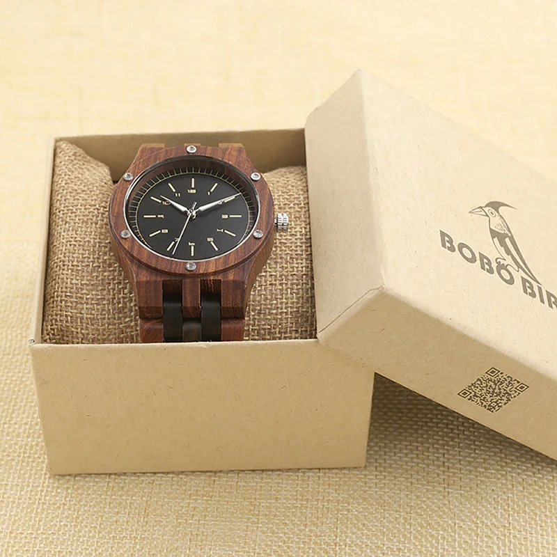 

BOBO BIRD V-N18 Men Designed Luxury Watches All Wood Dressed Quartz Wrist Watch in Gift Box relogio masculino