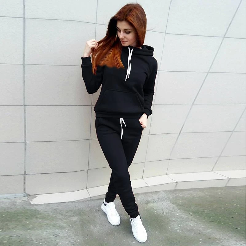 

2018 NEW Fashion New Women Ladies letter Tracksuit Set 2pcs Tops+Pants Suit