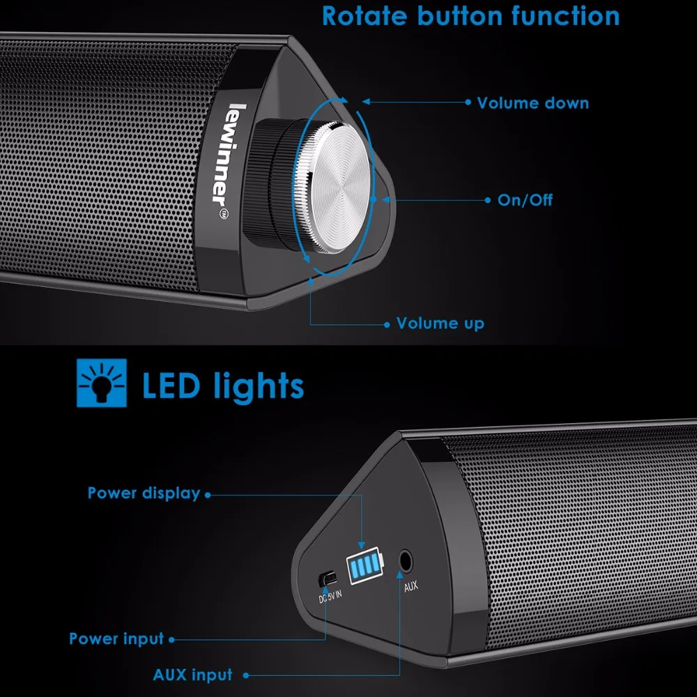 Новый lewinner L099 беспроводной связи bluetooth speaker 20 Вт с Super Bass для телефона компьютера MP3