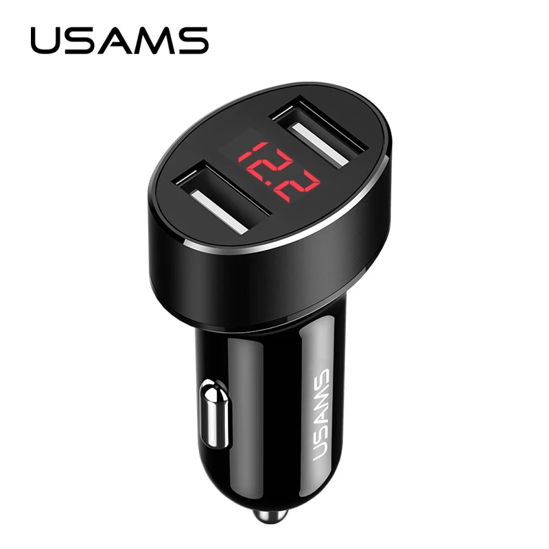 USAMS универсальное автомобильное зарядное устройство с двумя портами 2.1A USB умный