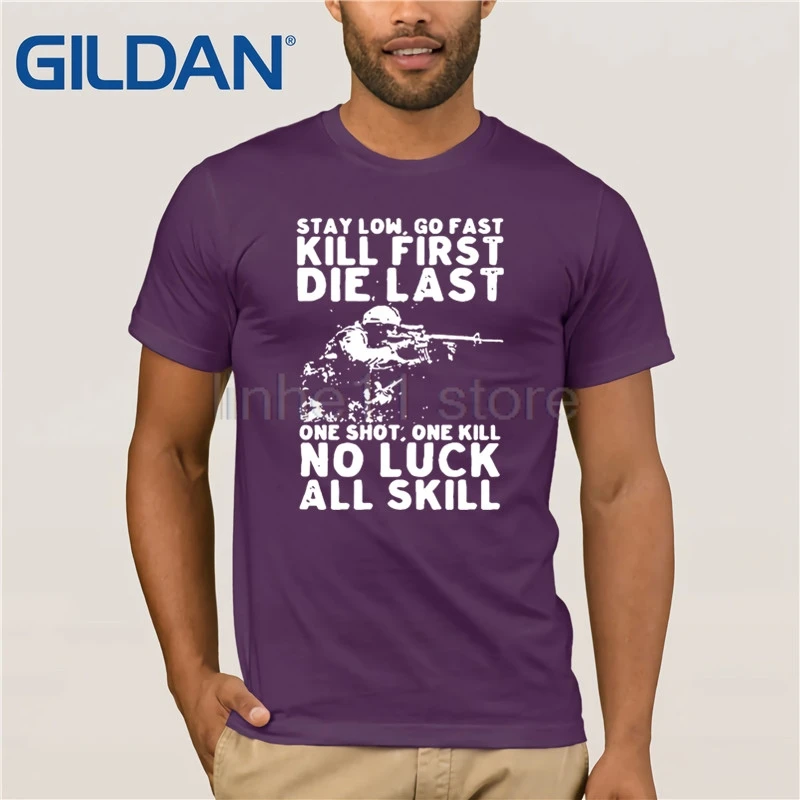 Футболка GILDAN U.S Veteran One shot one kill no luck Мужская футболка со всем мастерством|Мужские