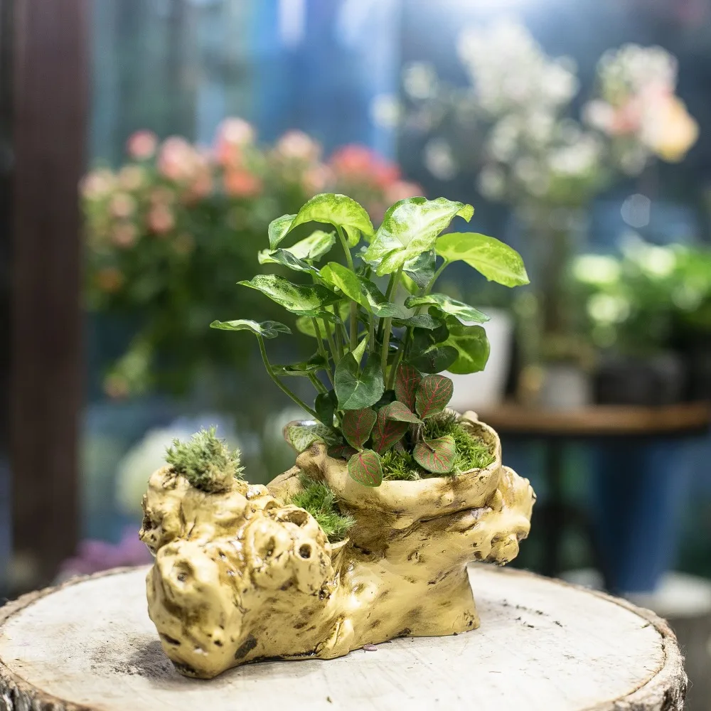 Смоляный искусственный скрученный корень цветочный горшок скульптура