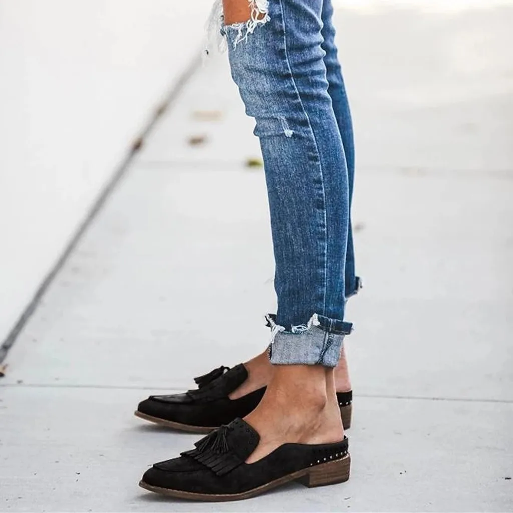 

SAGACE Roman Fringe Women Pumps Shoes Ladies Low Heels Casual Loafers Work Shoes Ladies Autumn Spring Slip On Single Shoes