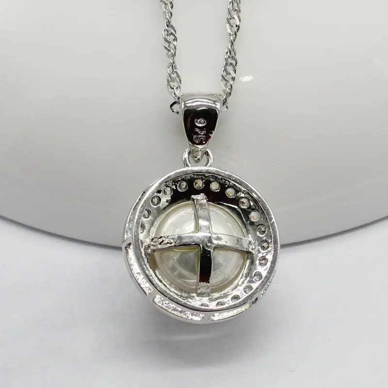 Серебряные 925 Ювелирные наборы для женщин свадебные серьги с белым жемчугом