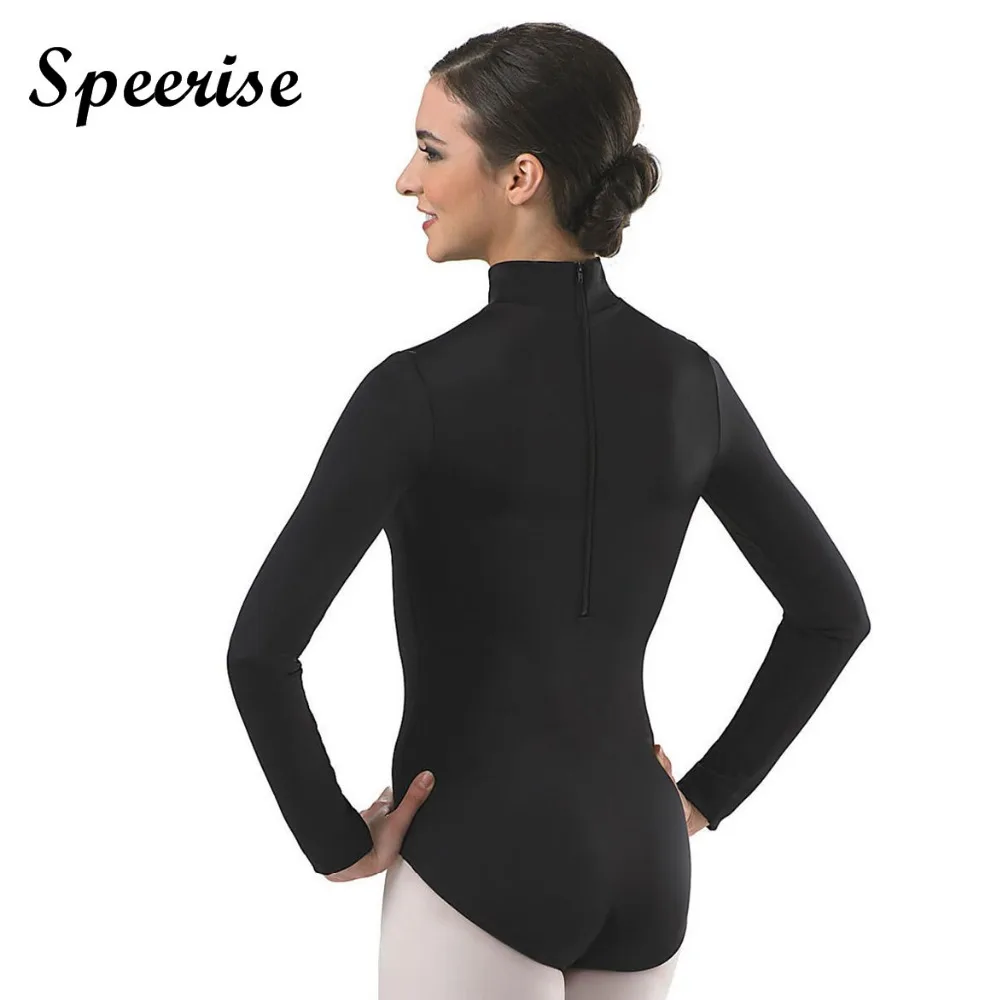 Sperise взрослый Turtlenect с длинным рукавом гимнастики трико балетное из спандекса