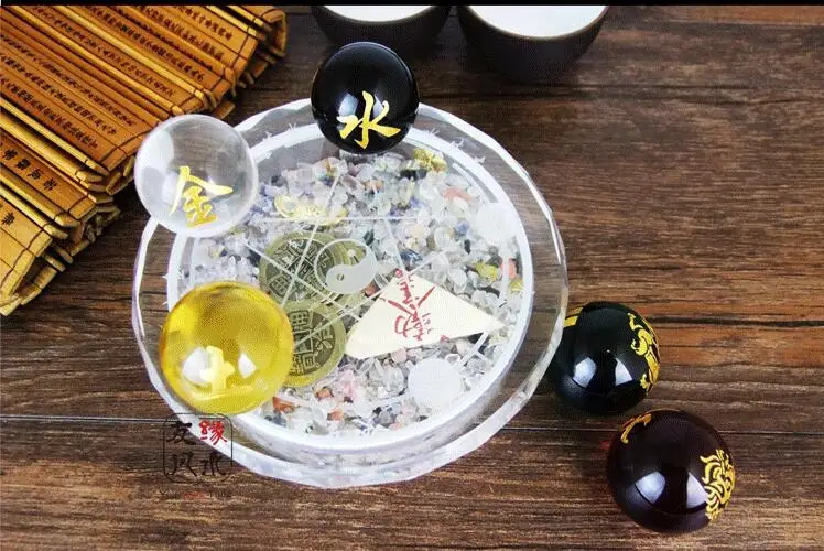 Jiu Gong Bagua Zhen Feng Shui пять элементов украшения хрустальный шар | Дом и сад