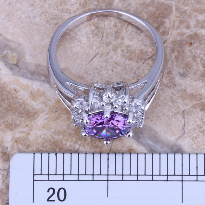 Ангельское фиолетовое кубический цирконий Белый CZ посеребренное печатное