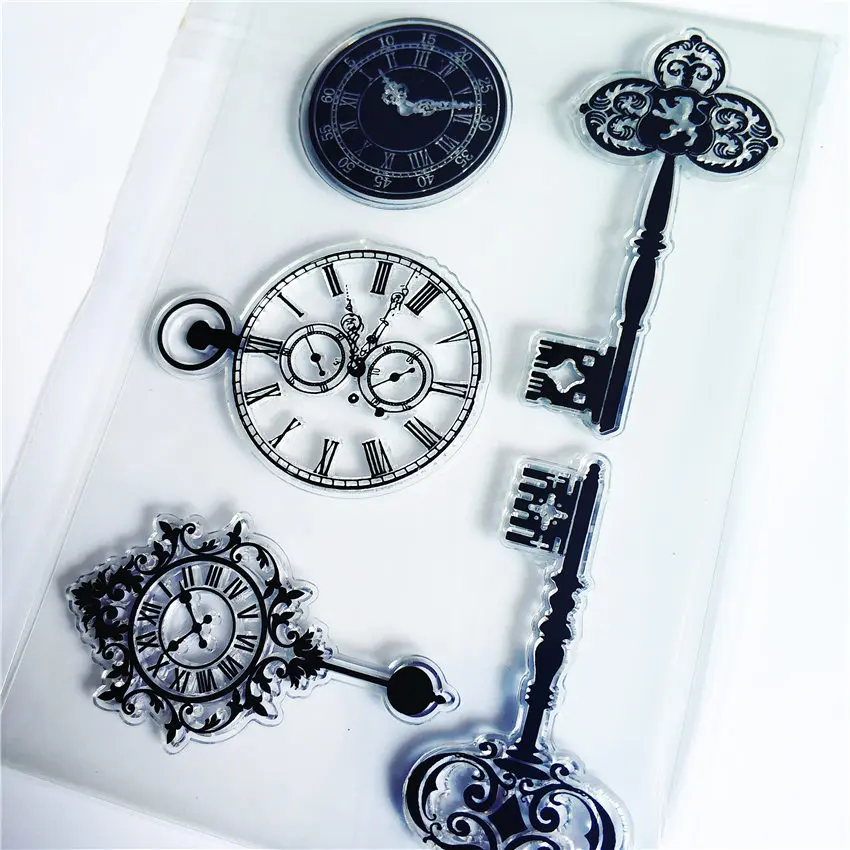 PANFELOU The clock key Transparent Clear Silicone Stamp/Seal for DIY scrapbooking/photo album Decorative clear stamp sheets