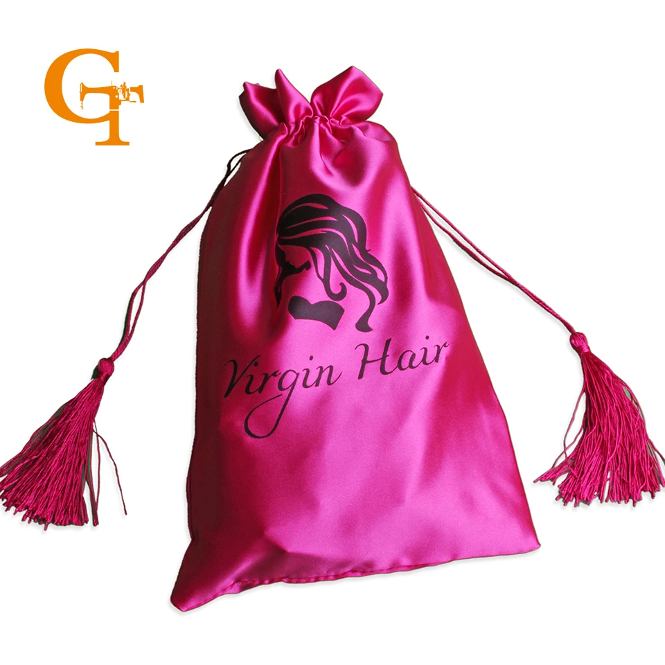 Натуральные волосы в пучке атласные упаковочные мешки с кисточкой роскошные 4