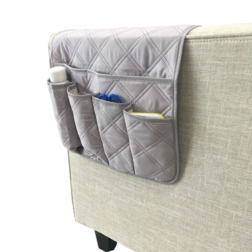 Waterproof Hanging Sofa Side Storage Bag Cell Phones Remote Control Holder Organizer Foldable 4 Pockets Over Armchair | Дом и сад