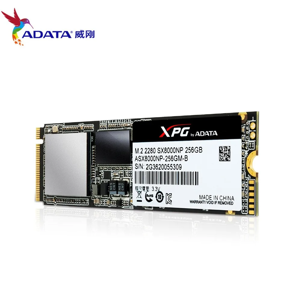 ADATA XPG SX8000 MLC 256GB 3D NAND PCIe Gen3x2 M.2 2280 NVMe 1 2 R/W до 2500/1100 MB/S Твердотельный накопитель (ASX8000NP