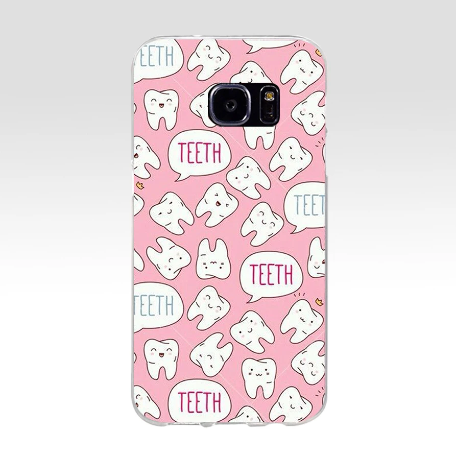 Мягкий силиконовый чехол 140AQ Kawaii Tooth Love из ТПУ для samsung Galaxy s6 s7 edge s8 s9 plus|Бамперы| |