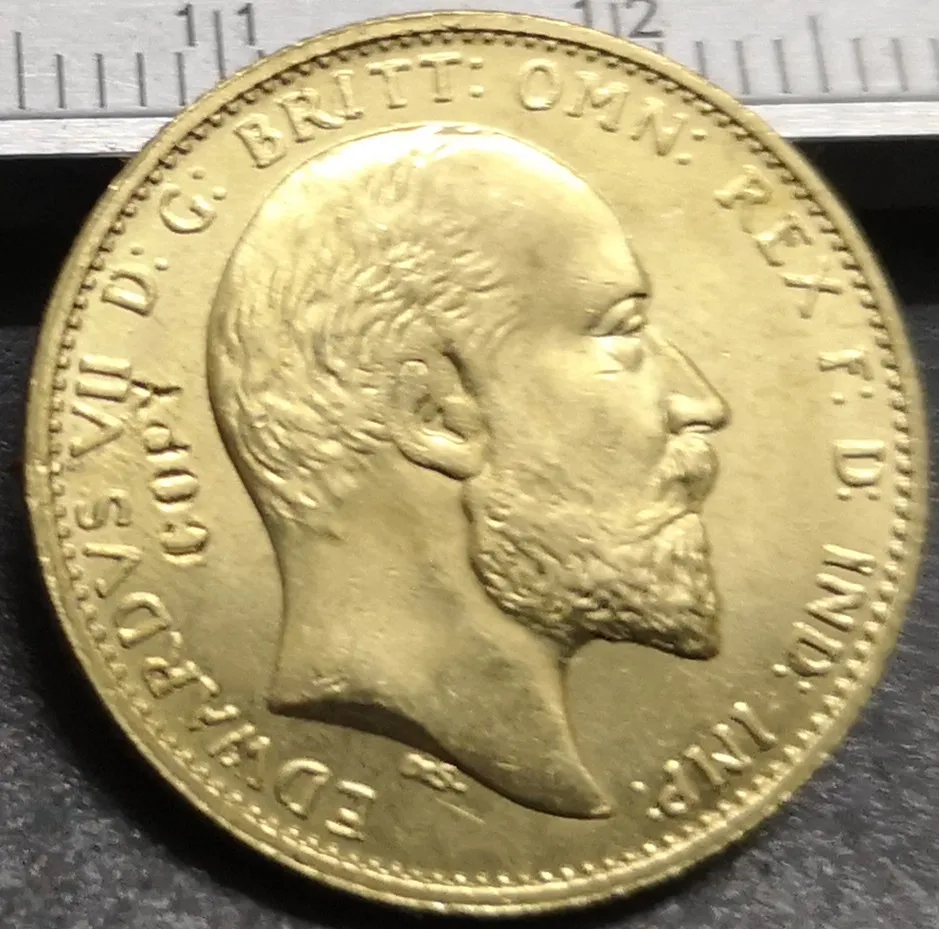 1910 Великобритания 1 Королевский Эдвард VII .9999 копия монеты с покрытием из чистого