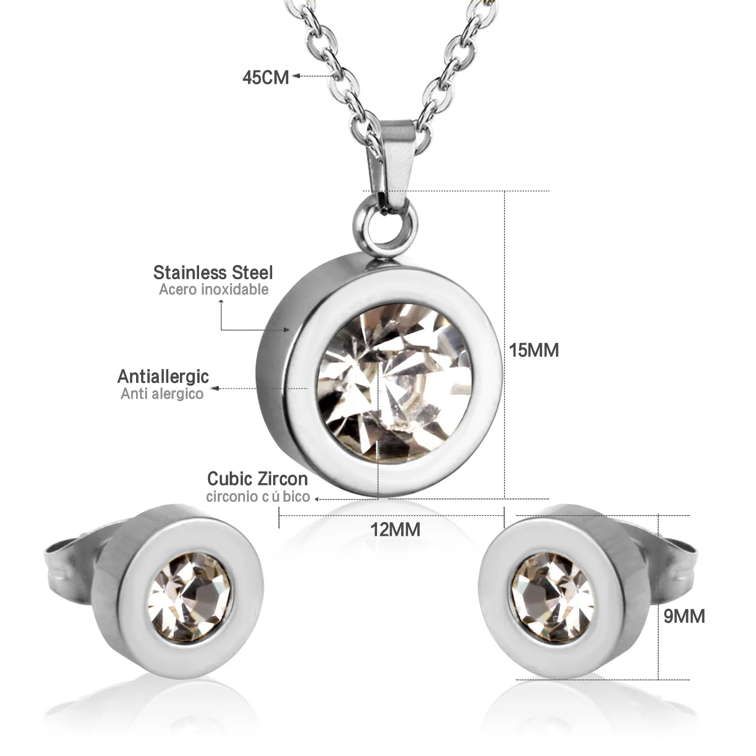 Женский комплект из колье и серёг нержавеющей стали|austrian crystal jewelry set|jewelry sets for