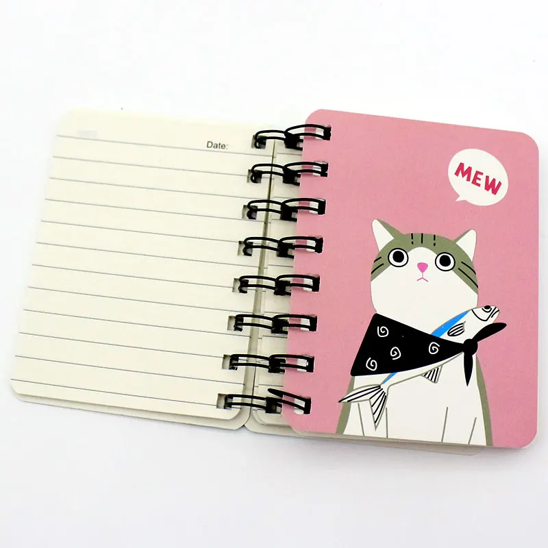 Cat-pink 80 милый мини блокнот с спиралевидной катушкой портативный карманный блокнот дневник, школьные офисные принадлежности, канцелярские принадлежности, подарки - Цвет: Cat-pink