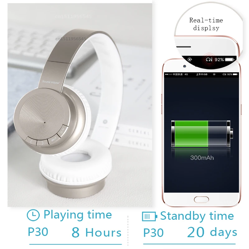 P30 Беспроводной наушники Bluetooth бас стерео С микрофоном для ПК Мобильный телефон
