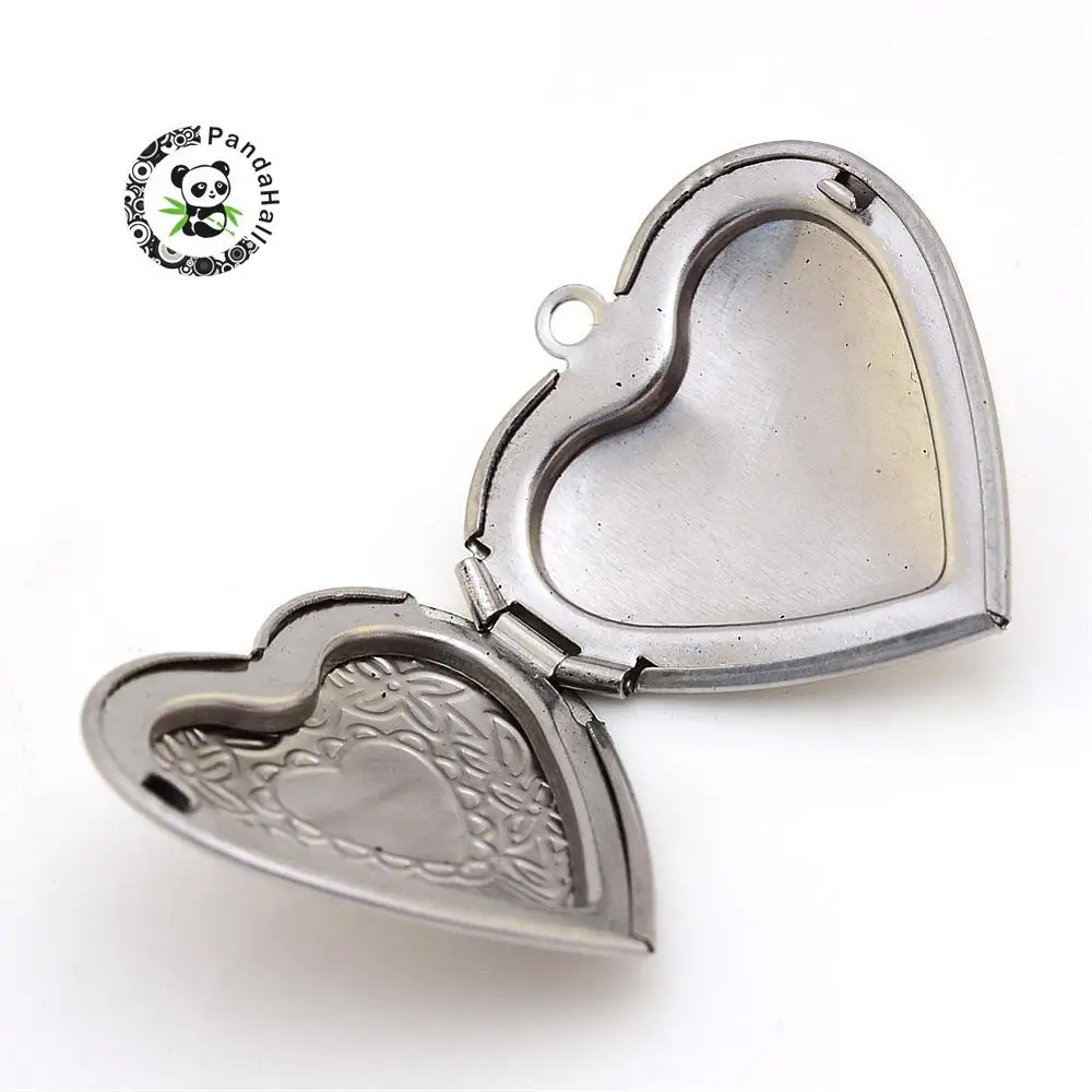 304 Stainless Steel Photo Locket Pendants Heart Carved Pattern Color 29x28x7mm Hole: 2mm Inner Measure: | Украшения и аксессуары