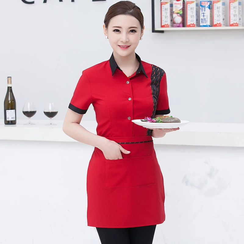 Летняя женская форма с коротким рукавом для официанта в западном стиле|food service