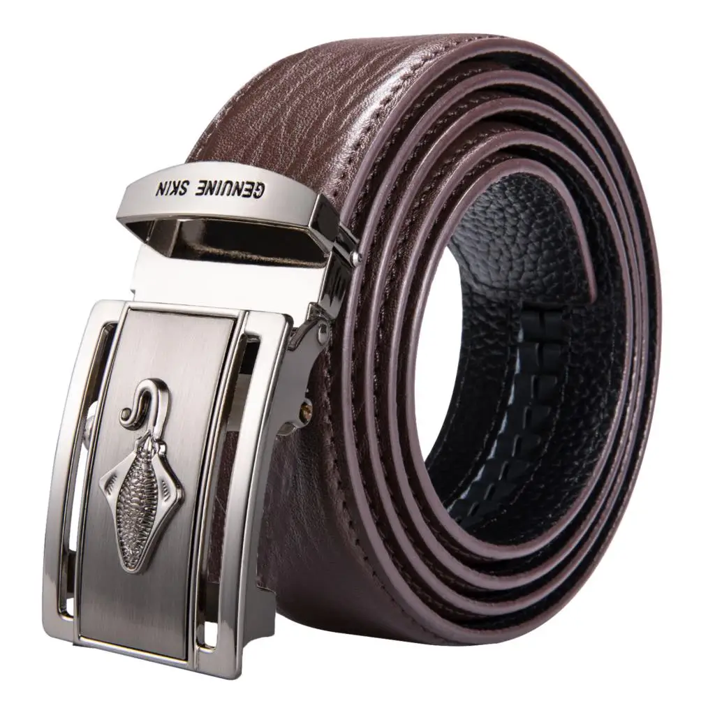 DK-2080-DNB Barry. Wang, модный дизайнерский мужской ремень, 110-130 см, Воловья кожа, коричневый ремешок, 3 шт., автоматическая пряжка, ремень для мужчин, Подарочная коробка, набор GB-2 - Цвет: DK-2080-DNB