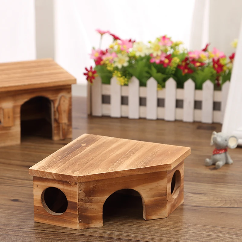 Домик Хомяк из натурального дерева для маленьких животных летняя кровать ежика