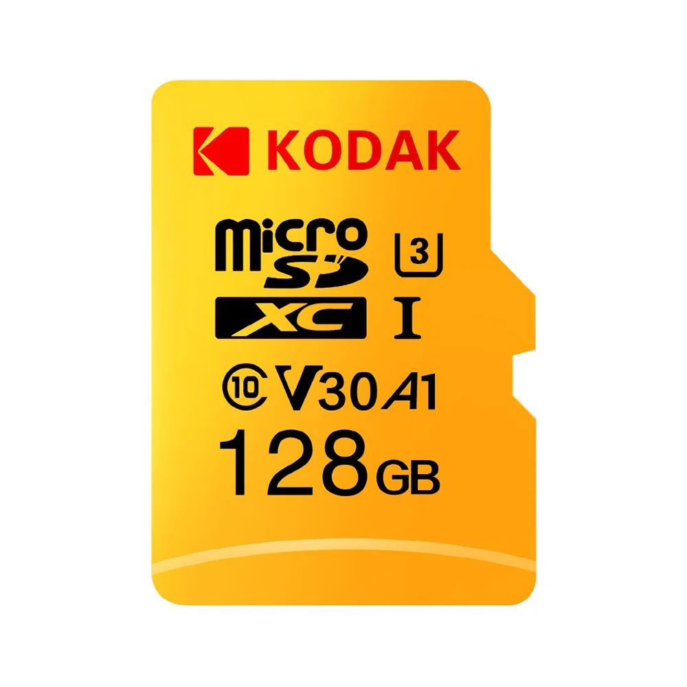 128 ГБ Kodak Micro SD карты 128 ГБ оперативной памяти, 32 Гб встроенной памяти, 64 ГБ 128 ГБ 256 ГБ TF карта Class10 U3 A1 V30 слот для карт памяти 100 МБ/с. чтения Скорость Micro SD карта памяти на 32 ГБ - Емкость: 128 ГБ