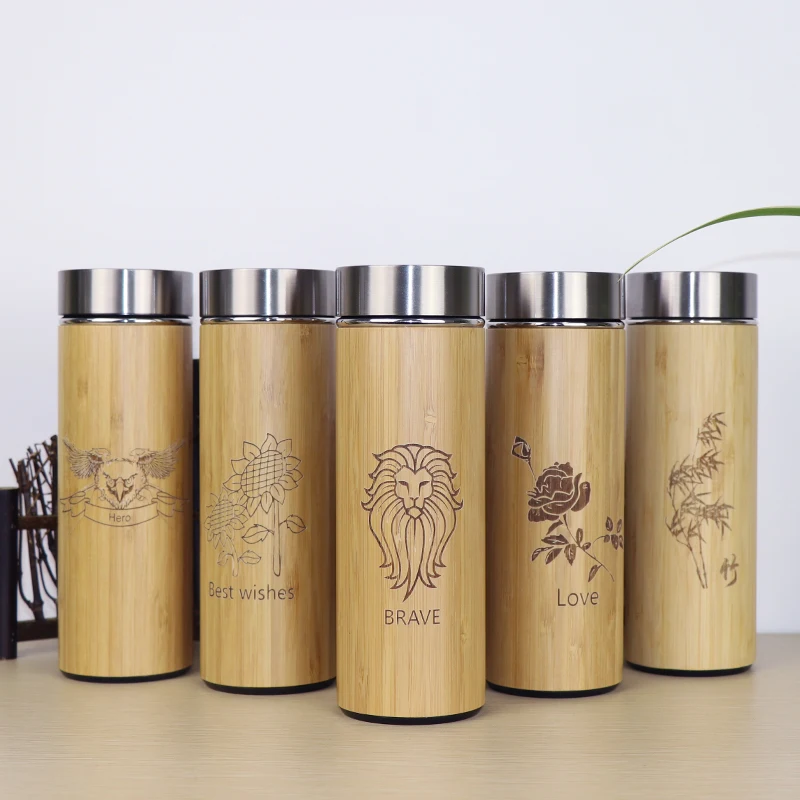400 мл бамбуковый дорожный термос чашка из нержавеющей стали для воды вакуумные