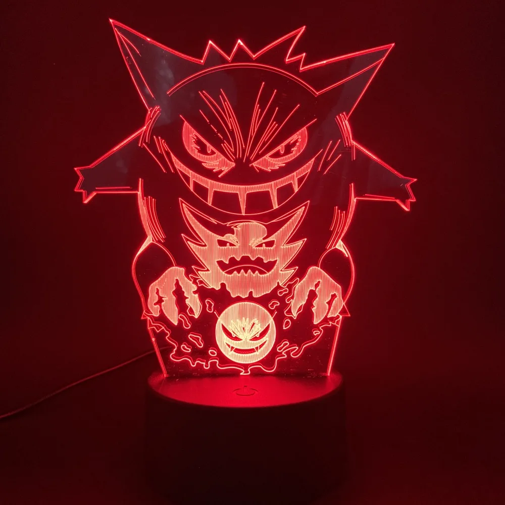 Светодиодный 3d-ночник игра Pokemon Go Gengar фигурка лучший подарок для детей Детская спальня декоративный атмосферный ночник лампа 3d