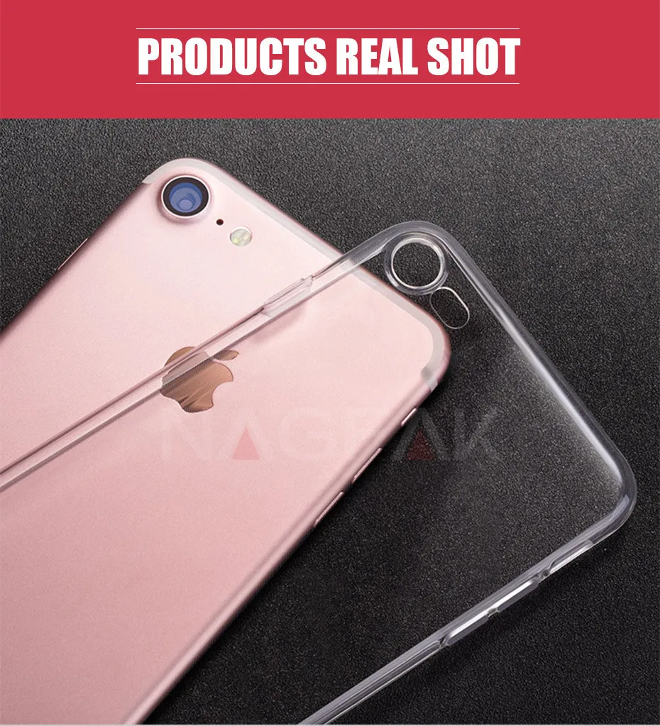 NAGFAK ультра тонкий прозрачный чехол для iPhone 8 7 Plus 6 6S Plus чехол s мягкий TPU чехол для iPhone 6 6S 7 8 Plus чехол для телефона Capa