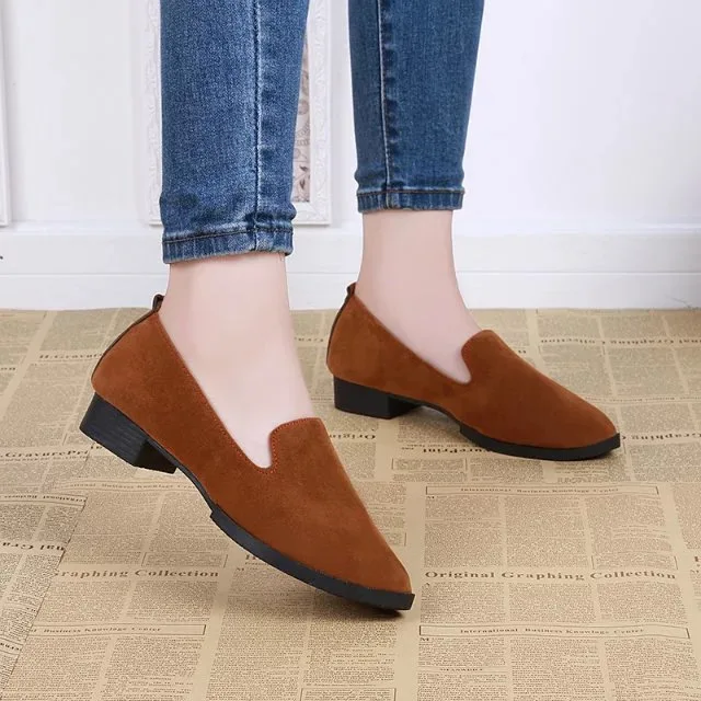 Женские Фланелевые лоферы на низком квадратном каблуке для отдыха Zapatos De Mujer лето