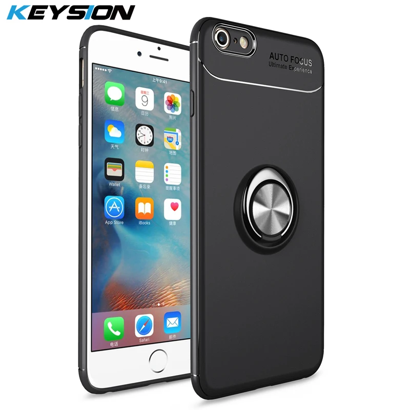 Роскошный чехол KEYSION с кольцом держателем для телефона iPhone 6 6s Plus магнитная