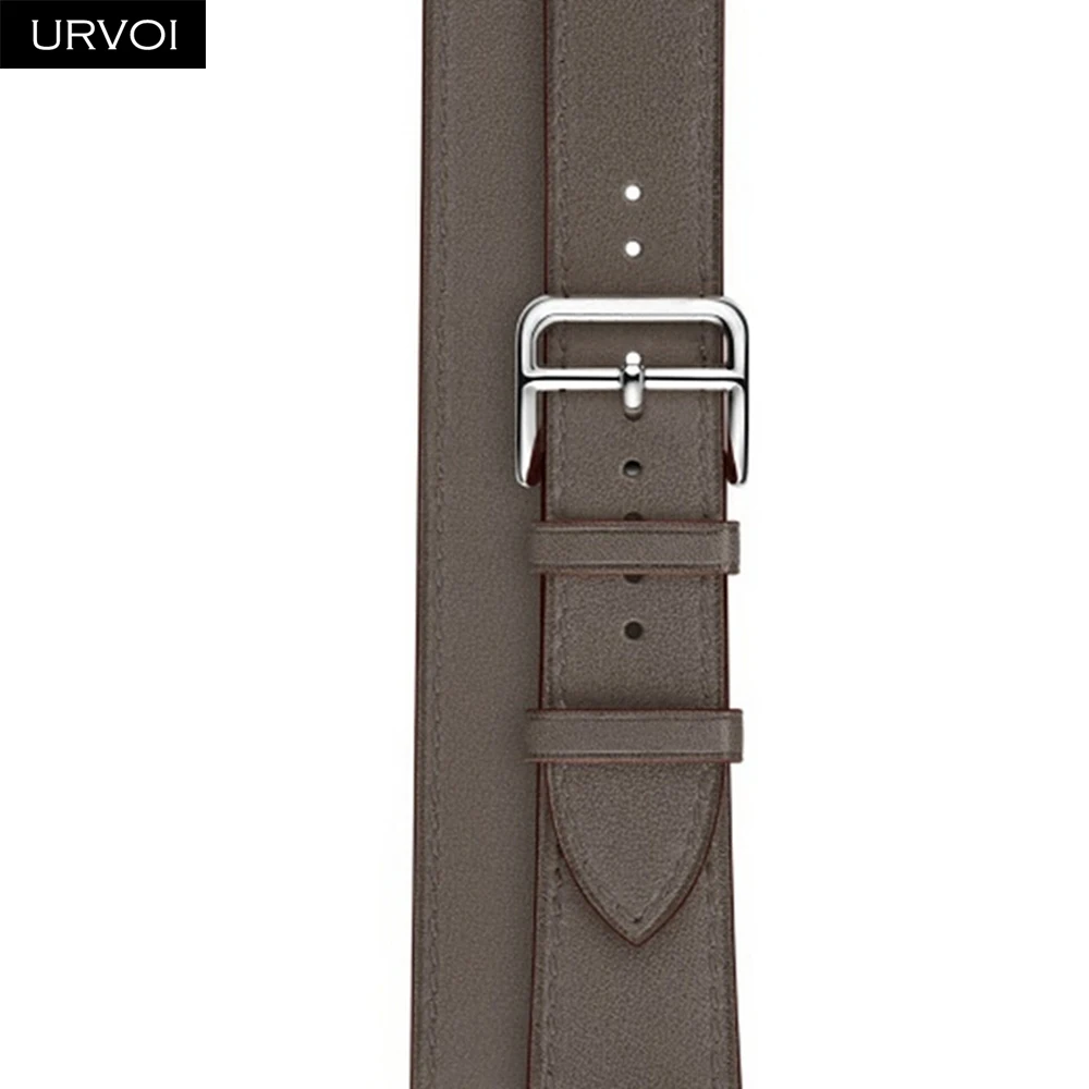 Grey URVOI двойной тур группа для Apple Watch series 5 4 3 2 1 ремешок для iwatch сверхдлинный ремень высокого качества из натуральной кожи петлевой - Цвет ремешка: Grey