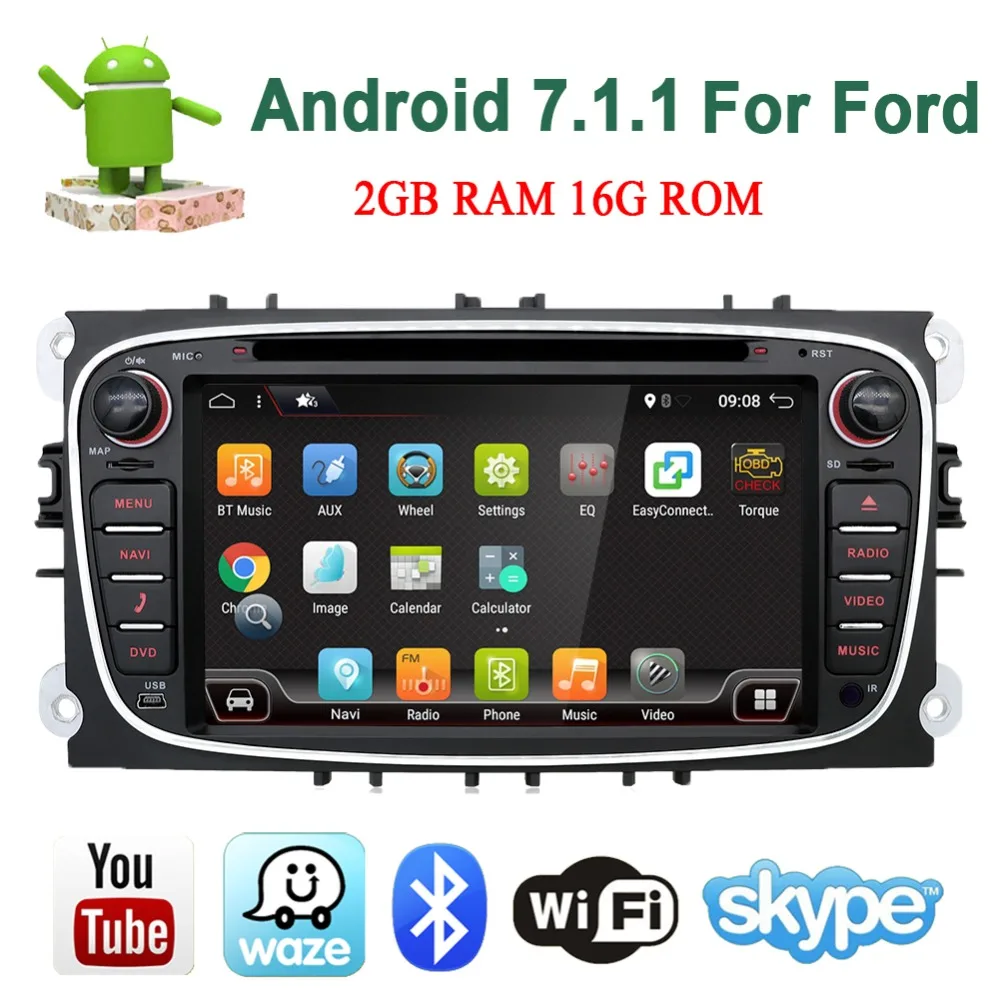 Bosion 2G 32G rom 2din Android 7.1.1 Автомобильный DVD Радио для Ford Mondeo C max S Wifi 4G gps навигация Bluetooth SD