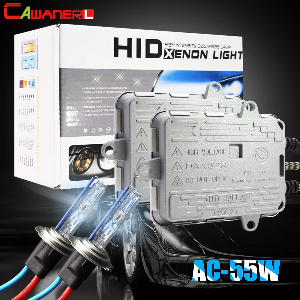 Cawanerl 55W Car Xenon Light HID Kit Slim Ballast AC Bulb Headlight Fog Light H1 H7 H8 H11 9005 HB3 3000K 4300K 6000K 8000K 12V