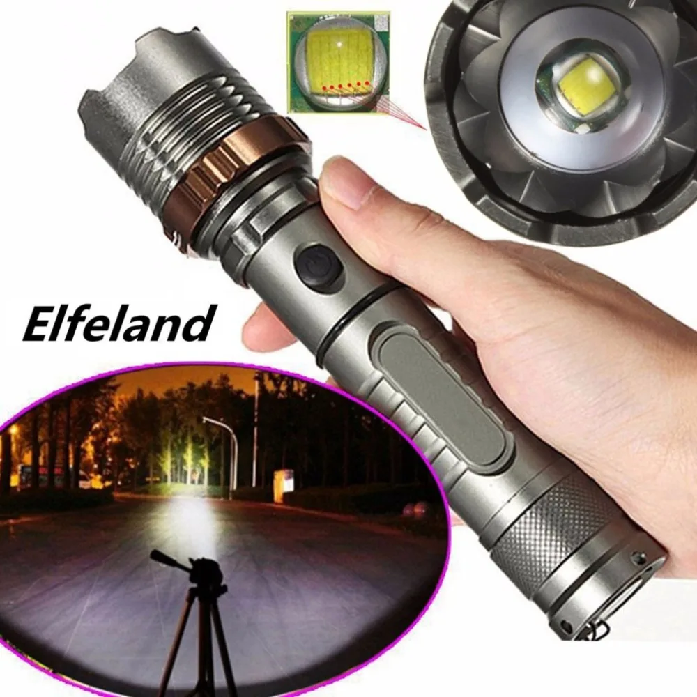 Тактический фонарик Elfeland T6 светодиодный перезаряжаемый из алюминиевого