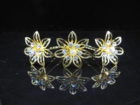 12 pcs gold bridal floral rhinestone crystal prom wedding hair pins