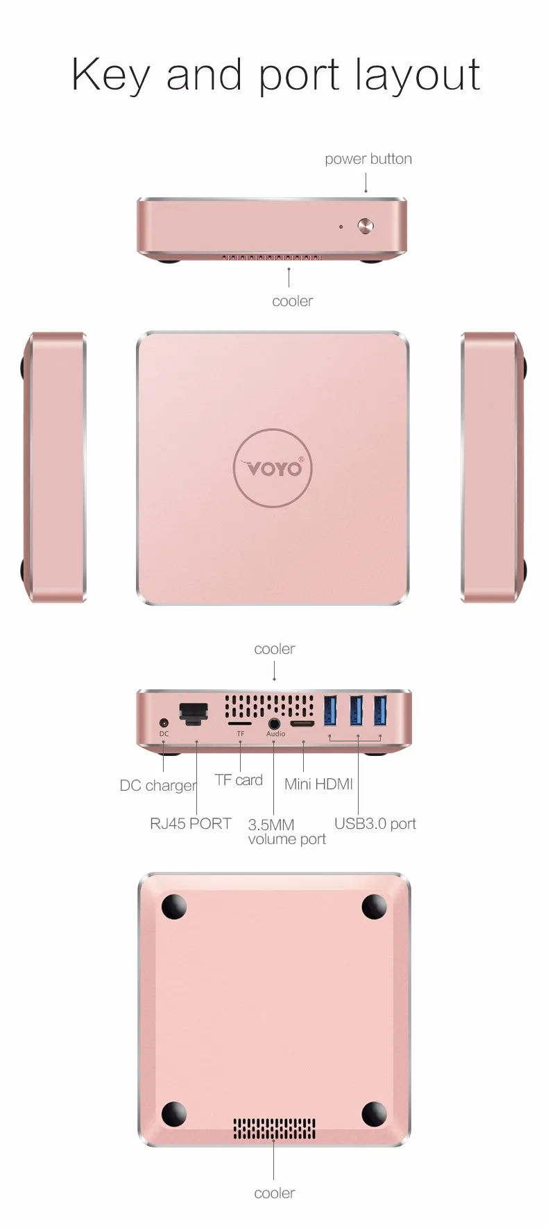 VOYO мини-ПК Vmac V1 N3450 Windows 10 Карманный ПК Intel Lake Apollo cpu 4K HD выход 3 x USB3.0
