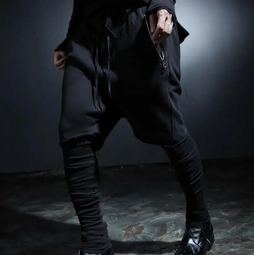 

27-44 HOT / Spring Men's New Fashion Personality alternative trend fake two casual pants hair stylist pants