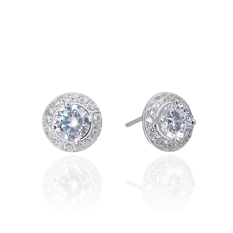 

YJ00891 New Fashion Simple Round-inlaid Zirconite Earrings S925 Pure Silver Earrings Temperament Women Jewelry Ear Studs