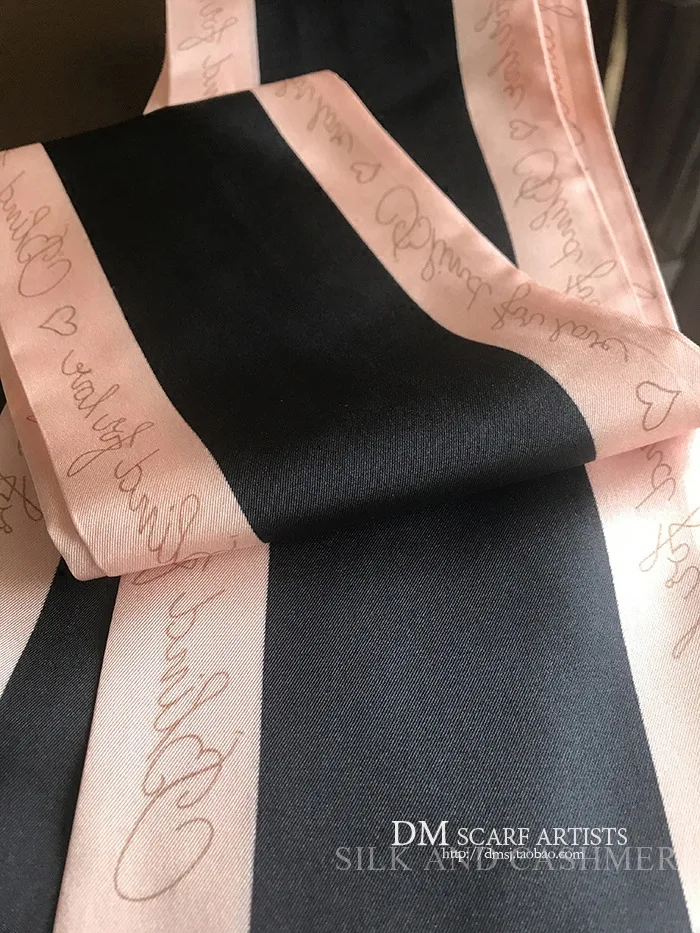 Настоящий Шелковый саржевый длинный шарф модные женские шарфы Beadband Tie Bag ремень Foulard 180*14 см