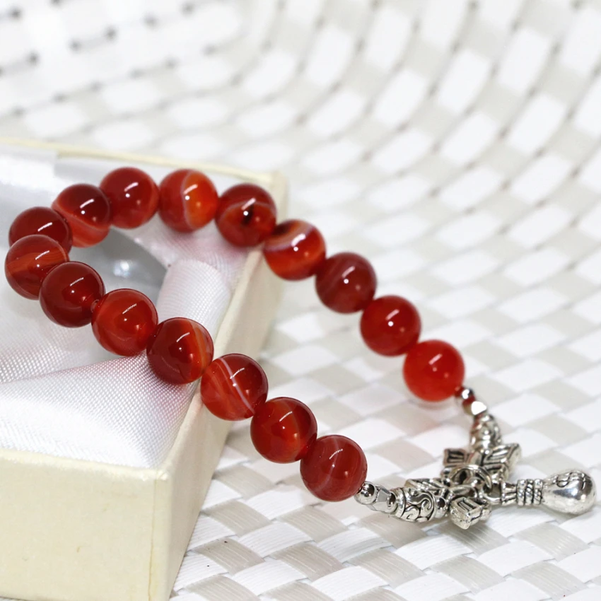 Factory Outlet браслет натуральный красный вен Агат камень оникс Сердолик 8 мм бусины